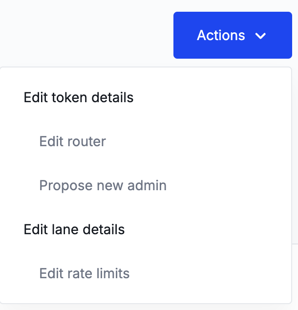 Token details actions menu